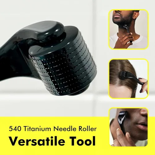 Miniatura 5 de Rodillo Derma de titanio con 540 agujas para cara, barba y cabello, rodillo de masaje suave para rutina diaria de cuidado de la piel, adecuado