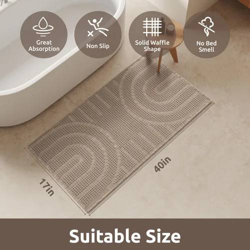 Miniatura 2 de AMOAMI Alfombra de baño Waffle, alfombras de baño súper absorbentes para el baño, alfombras de baño lavables a máquina sin deslizamiento, alfombras