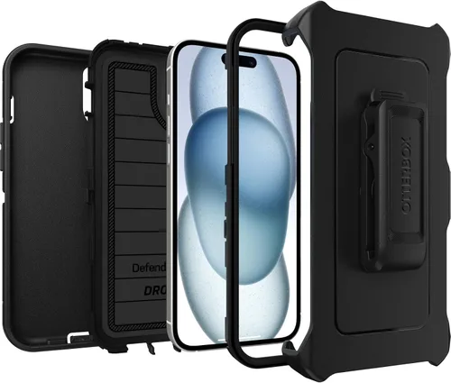 Miniatura 4 de OtterBox Funda para iPhone 15 Plus y iPhone 14 Plus Defender Series Pro, color negro, sin pantalla, resistente y duradera, con protección de puerto