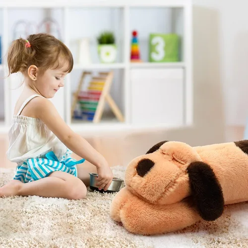 Miniatura 5 de Queekay Almohada corporal para perro, almohada de cuerpo largo de felpa para perros, cojín grande para dormir, abrazar, regalo para fiesta de Marrón