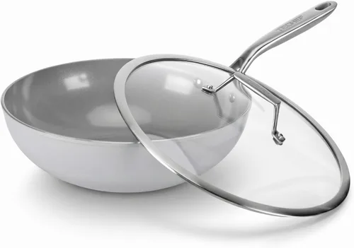 Miniatura 7 de TECHEF - CeraTerra, sartén de cerámica antiadherente multiusos de 5 cuartos / 12 pulgadas con tapa, exterior e interior de cerámica libre de PTFE