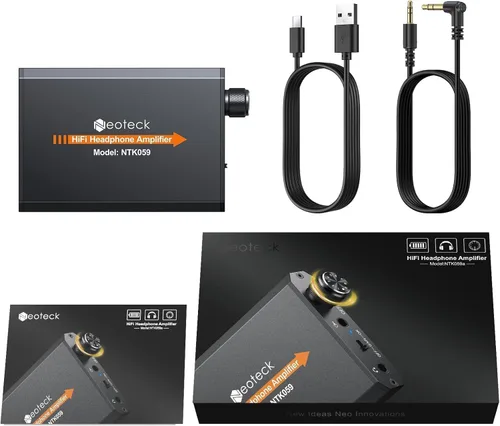 Miniatura 8 de Neoteck Amplificador Portátil de Auriculares de 3.5mm con Interruptor de Ganancia de Dos Etapas, 16-300 Ohm, Superficie Mate de Aluminio