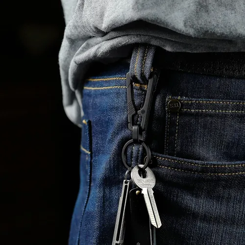 Miniatura 2 de KeyUnity KM04 Clip de llavero de mosquetón de titanio y llavero giratorio KA15BK de doble extremo