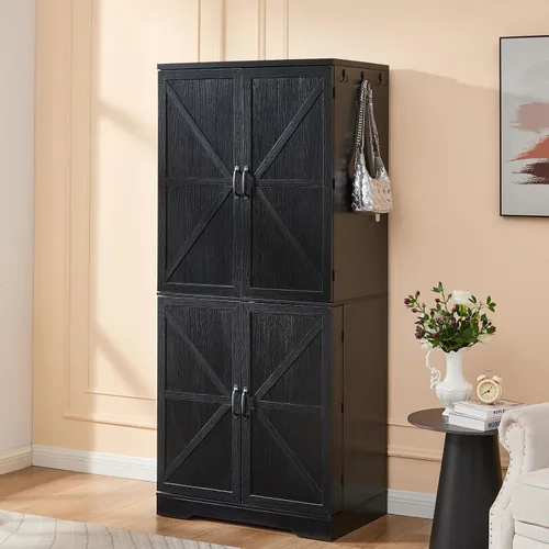 Miniatura 7 de LIDYUK Armario Armoire - Armario de almacenamiento de 72 pulgadas de alto con barra para colgar, estantes y cajón, armario independiente con puerta