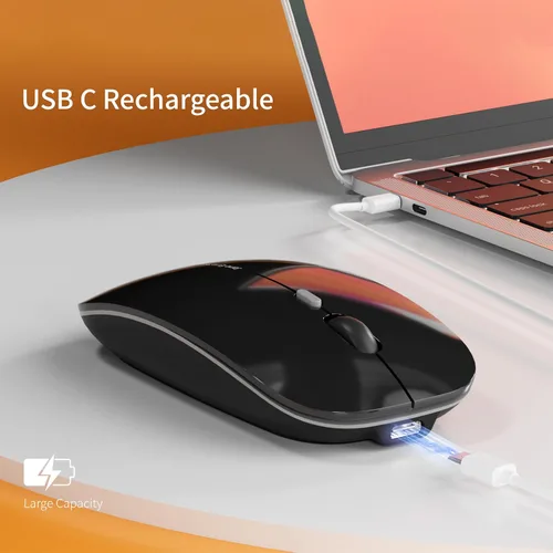 Miniatura 3 de Uciefy Q5 - Ratón inalámbrico recargable delgado, 2.4G, portátil, óptico, silencioso, ultrafino, ratón inalámbrico para computadora con receptor USB