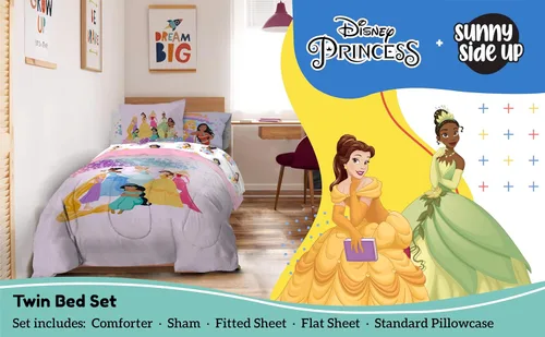 Miniatura 2 de Sunny Side Up - Juego de edredón individual de princesas Disney - 5 piezas de ropa de cama para niños incluye edredón, sábanas y funda de almohada