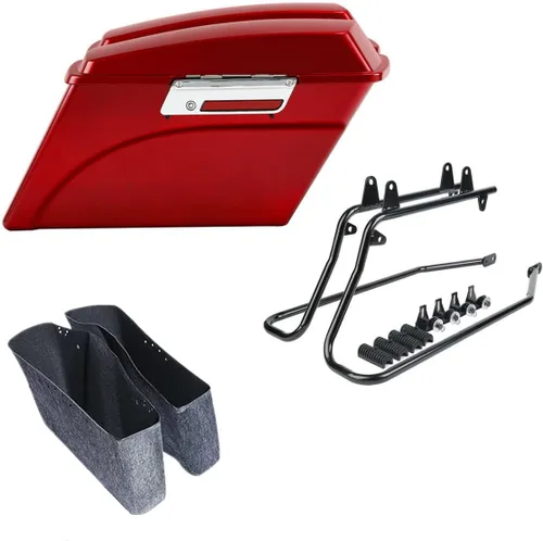 Miniatura 35 de Kit de soporte de conversión para alforjas extendidas de 4" TCMT, compatible con Harley Heritage Softail Fatboy FLSTF Breakout 1984-2017, negro