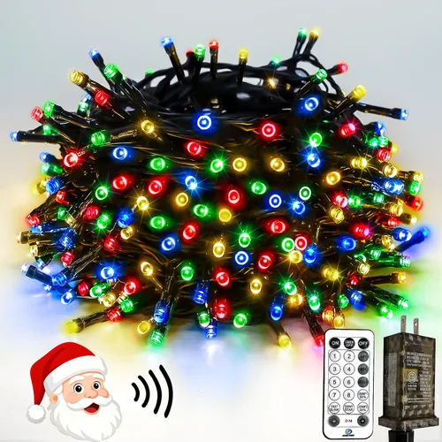 Miniatura 21 de Luces de Navidad controladas por voz con control remoto, cadena de 300 luces LED de 99 pies para interiores y exteriores con 12 modos, 3