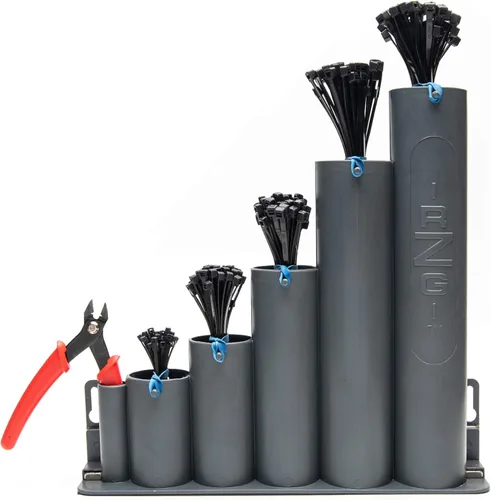 R-Z-G Ready-Zip-Go (tm) Organizador de bridas de cables con base magnética con 250 bridas y cortador