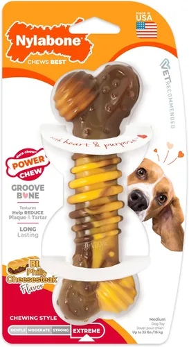 Miniatura 14 de Juguete para masticar Power Chew texturizado, duradero, con forma de hueso de Nylabone, combinación de sabores, tamaño mediano/Wolf (1 pieza)