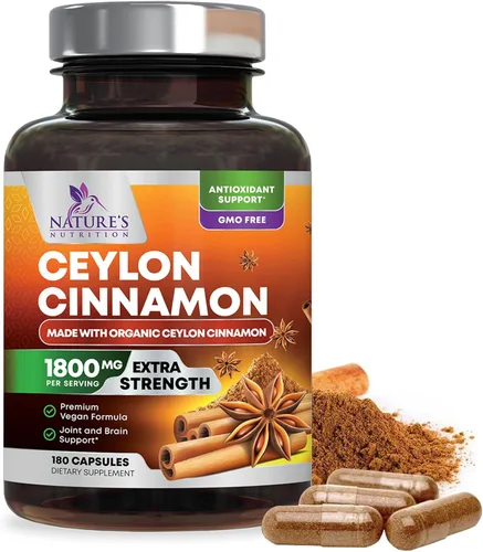 Cápsulas de canela de 1800 mg, canela orgánica certificada de Ceilán – Cápsulas de canela orgánica de Sri Lanka Ceilán – Las mejores vitaminas