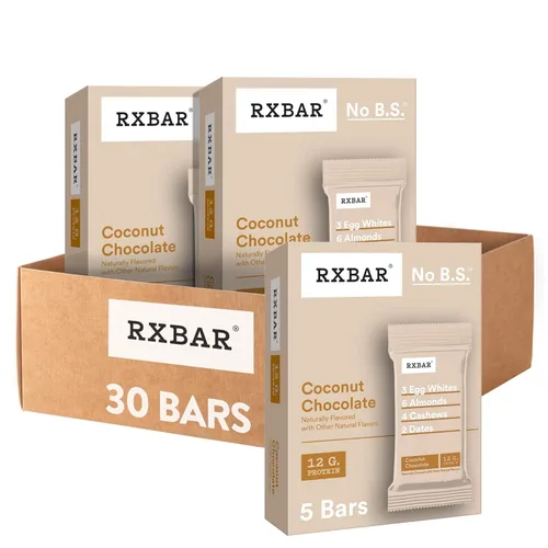 RXBAR Barras de proteínas, 0.44 oz de proteína, aperitivos sin gluten, chocolate de coco (6 cajas, 30 barras)