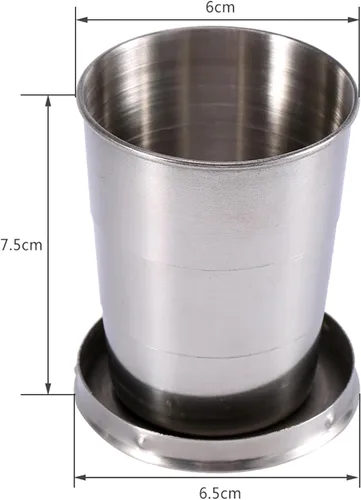 Miniatura 2 de Fdit Taza plegable de viaje, taza plegable de acero inoxidable, diseño de llavero de campamento, taza plegable telescópica retráctil (M)