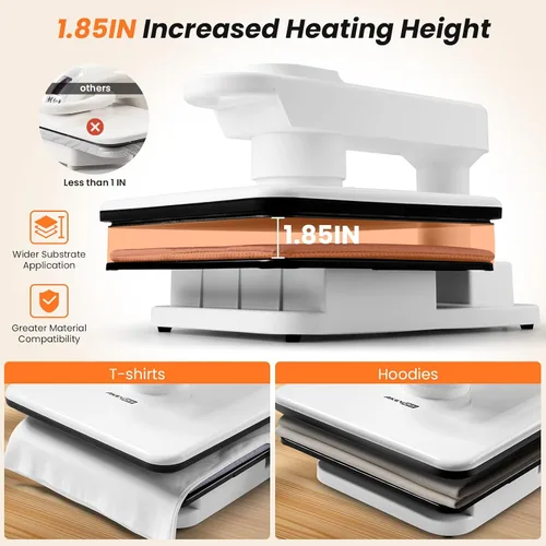 Miniatura 6 de AKEYDIY Prensa de Calor 15x15, Máquina de Prensa de Calor Automática Giratoria para Camisetas, Prensa de Calor con Giro de 360° y Liberación