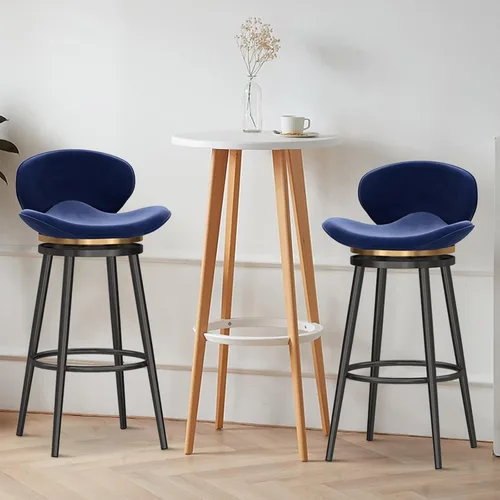Miniatura 2 de Taburete de bar moderno con Patas de Metal Negro, giratorio de 360 grados, cómodo y tapizado, ideal para el hogar, bar, cocina, isla, comedor o Pub