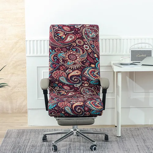 Miniatura 6 de Fundas elásticas para silla de oficina con cremallera duradera, funda elástica para silla de computadora o escritorio con estampado, funda universal