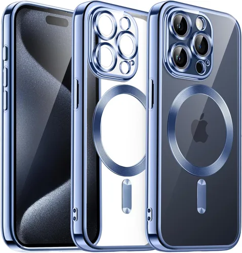 Miniatura 10 de JETech Funda magnética para iPhone 15 Pro de 6.1 pulgadas, protección completa de lente de cámara, compatible con carga inalámbrica MagSafe, funda