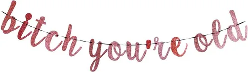 Cartel de Bitch You're Old - Decoraciones de cumpleaños divertidas para niñas/mujeres, suministros para fiesta de cumpleaños de niñas y mujeres de