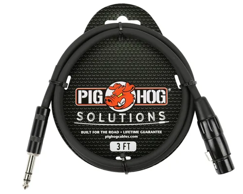 Pig Hog PX-TMXF3 Cable Adaptador TRS de 1/4" a XLR, 0.91 m