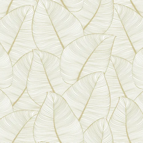 Casa Mia Rollo de papel tapiz de vinilo con hojas metálicas tropicales para despegar y pegar (cubre 30.75 pies cuadrados) (dorado)