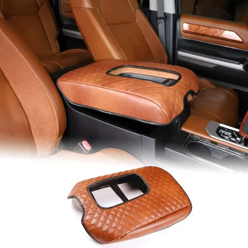 Miniatura 14 de Aunginsy Funda para reposabrazos de consola central compatible con Toyota Tundra 2007-2021, de cuero, almohadilla de tapa de cojín de consola media