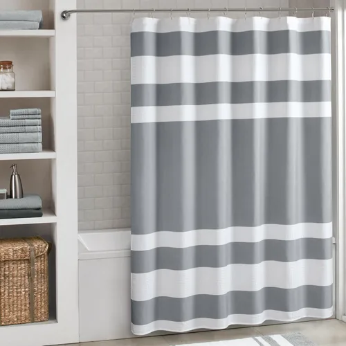 Cortina Madison Park Spa Waffle de ducha con tela combinada y tratamiento 3M Scotchgard para control de humedad, decoración moderna para el baño del