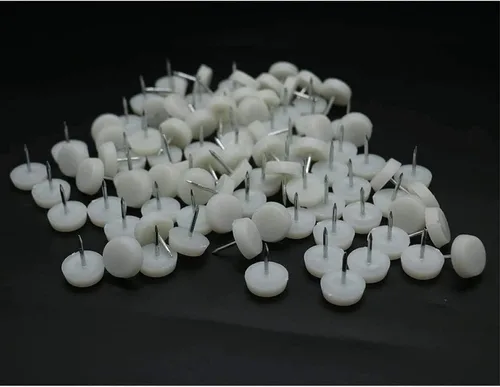 Miniatura 5 de Deslizadores de muebles de nailon blanco de 1.102 in para clavos, protectores de suelo para patas de silla, de nailon con clavos deslizantes