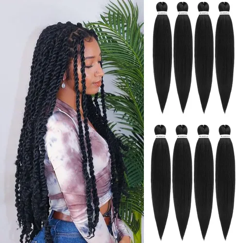 Miniatura 31 de Cabello trenzado preestirado - 12 pulgadas, 8 paquetes, cabello trenzado corto natural negro para trenzas torcidas o en caja, extensiones de cabello