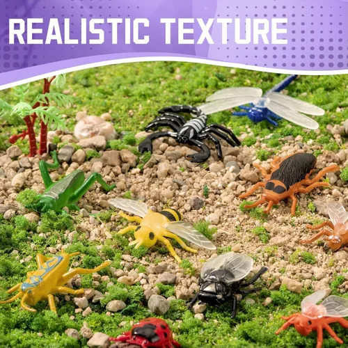 Miniatura 6 de 60 piezas de mini juguetes de insectos con caja de regalo, figura de insectos de plástico para niños, decoración de fiesta temática de insectos