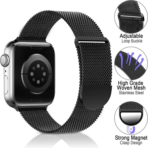Miniatura 3 de Sunnywoo Correa de metal de acero inoxidable compatible con correas de Apple Watch de 1.496 in, 1.575 in, 1.614 in, 1.654 in, 1.732 in, 1.772 in