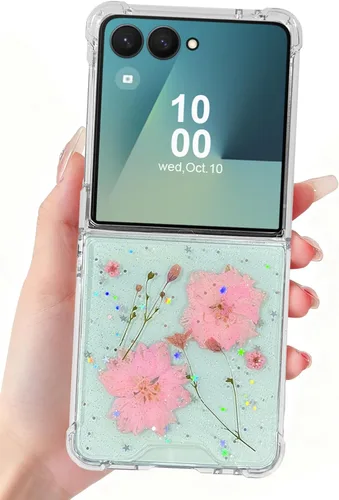 Miniatura 29 de Funda para Samsung Galaxy Z Flip 3 con purpurina, bonita funda transparente con diseño, brillante, reflectante, con destellos, cubierta de teléfono