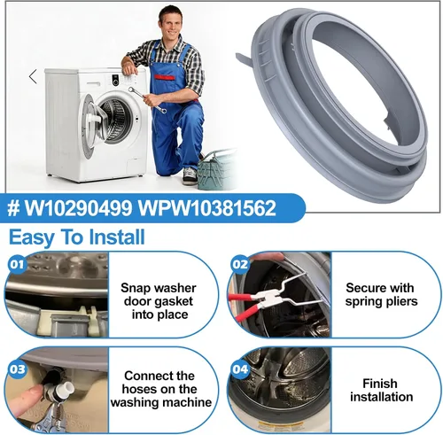 Miniatura 7 de Fuelle de sello de puerta de lavadora W10290499 mejorado compatible con sello de puerta Whirlpool Duet Washer WFW9150WW01 WFW9150WW00 WPW10381562