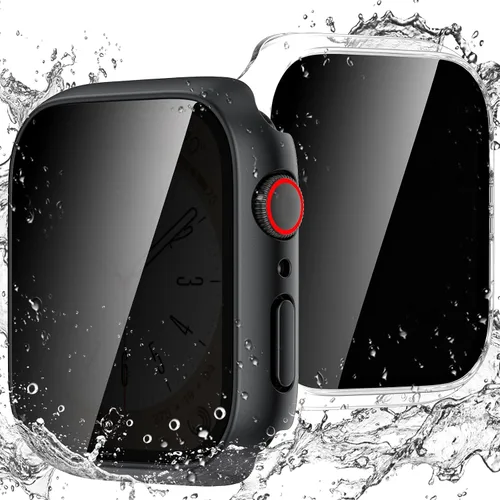 Miniatura 15 de Goton Funda impermeable con protector de pantalla para Apple Watch, película de vidrio templado antiespía para iWatch, carcasa de policarbonato