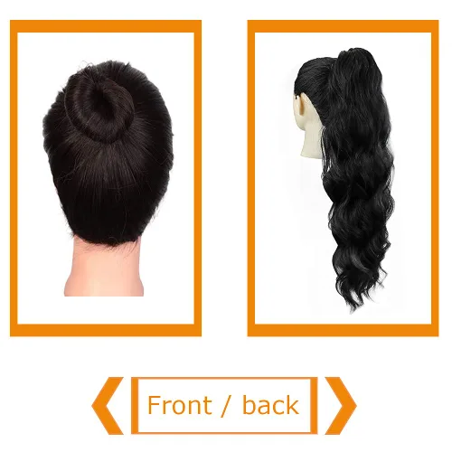 Miniatura 4 de KETHBE Extensión de pelo para cola de caballo de 24 pulgadas con onda corporal, sintética, resistente al calor, con cordón envolvente, rizada