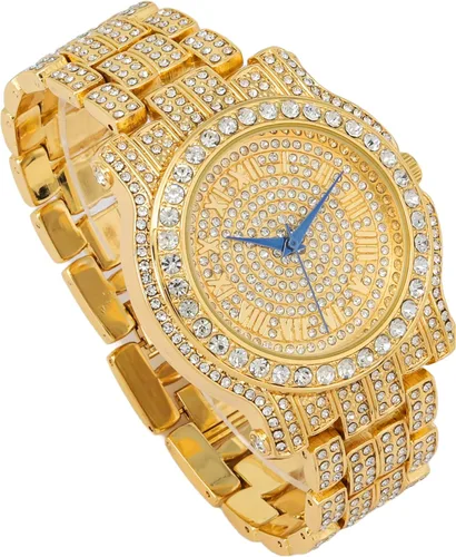 Miniatura 10 de Charles Raymond Bling-ed Out Ultimate Hip Hop Royalty Reloj para hombre con número romano de fácil lectura o indicadores de tiempo de diamantes