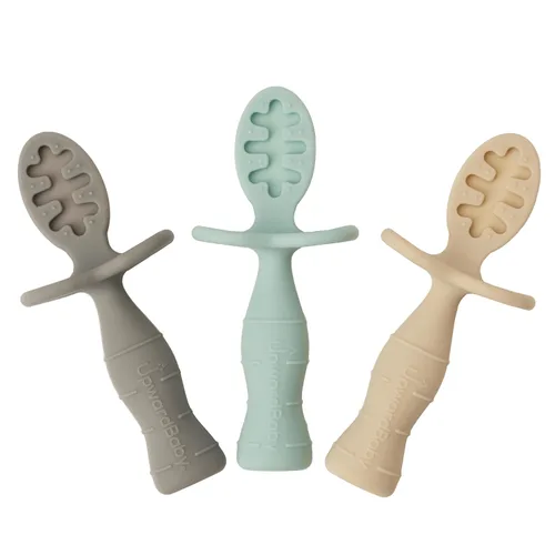 Upward Baby - Cuchara de silicona para bebés con barrera antiestrangulamiento, cucharas para bebés de 6 meses, suministros infantiles de primera