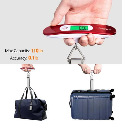Miniatura 2 de FREETOO Báscula de equipaje portátil digital para maleta, báscula de viaje con función de tara, capacidad de 110 libras