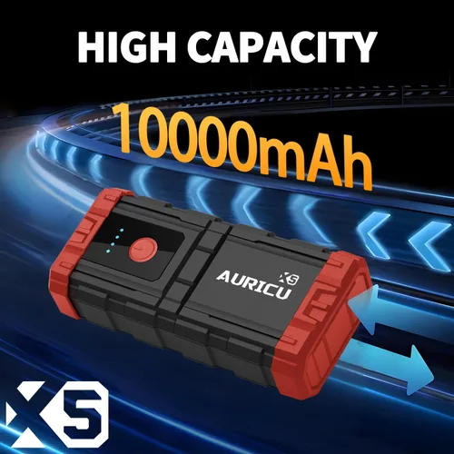 Miniatura 5 de X5 1000A Jump Starter Paquete de refuerzo de batería de litio de 12 V, caja de salto portátil, banco de energía y cables de puente para motores