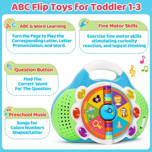 Miniatura 3 de KIZZYEA Juguetes de aprendizaje Montessori para niños y niñas de 1, 2, 3 años, juguete musical de alfabeto para niños pequeños, juguetes educativos