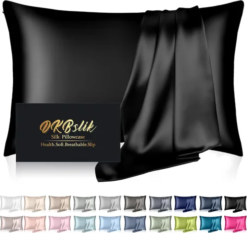 Miniatura 41 de Funda de almohada de seda para cabello y piel, fundas de almohada de seda de morera tamaño estándar, anti-acné, refrescante para dormir, seda Rosa
