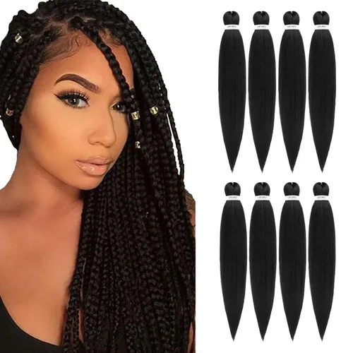 Miniatura 49 de Cabello trenzado preestirado - 12 pulgadas, 8 paquetes, cabello trenzado natural negro corto para trenzas torcidas o trenzas en caja, extensiones