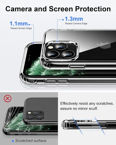 Miniatura 6 de HOOMIL Funda para iPhone 11 Pro Max de 6.5 pulgadas, antiamarilleo, protección contra caídas, carcasa trasera dura transparente antiarañazos