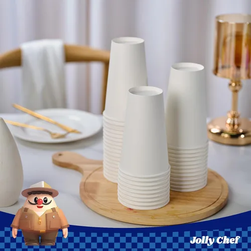 Miniatura 7 de JOLLY CHEF Paquete de 180 tazas de papel de 16 onzas para café, tazas blancas desechables para café, agua, jugo o té, adecuadas para fiestas