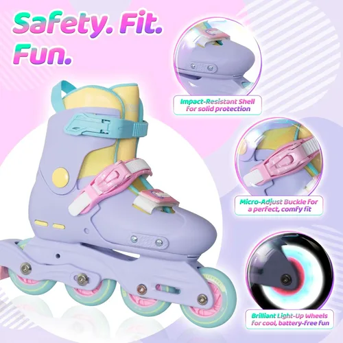 Miniatura 2 de Nattork Patines en línea para niñas, niños, adolescentes, niños de 4 a 16 años, 4 tamaños, cuchillas ajustables para cumpleaños en interiores