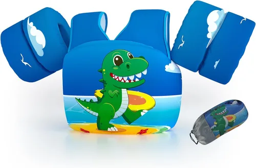 Chaleco de natación para niños pequeños, apto para niños de 28 a 70 libras, flotadores para niños y niñas, ayuda a la natación, entrenamiento, traje