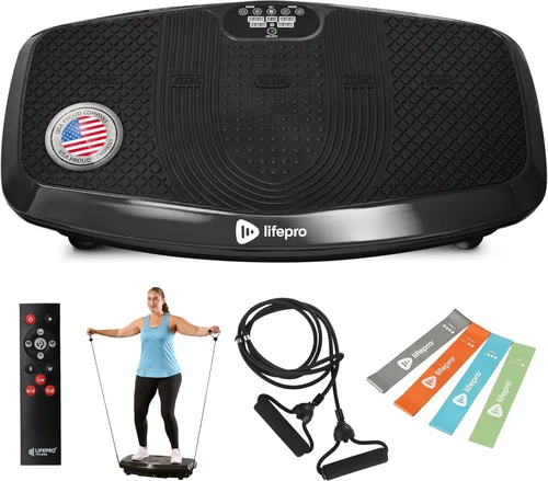Miniatura 9 de Lifepro 3D Vibration Plate Exercise Machine — Dual Motor, 99 Speeds & 8 Presets Turbo/Hovert Vibration Platform Machine with Resistance Bands — Negro