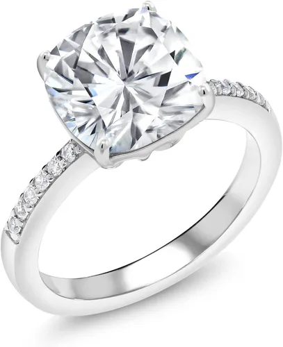 Miniatura 58 de Gem Stone King Anillo de compromiso de plata de ley 925 con piedra preciosa de corte cojín de 0.39 pulgadas Anillo de compromiso de aniversario
