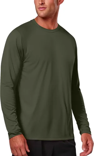 Miniatura 2 de Zengjo Camisetas atléticas que absorben la humedad para hombre, de manga larga, para entrenamiento, correr, gimnasio, rendimiento, protección UV