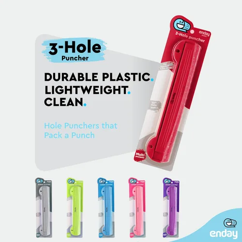 Miniatura 4 de Perforadora de 3 agujeros roja, perforadora portátil para carpeta de 3 anillos, capacidad para 3 hojas, bandeja para astillas removible, regla de 25