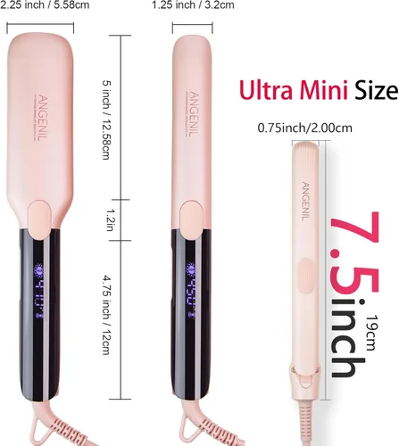 Miniatura 7 de ANGENIL Plancha plana ultra mini para cabello corto, alisador de pelo mini de voltaje dual, plancha plana pequeña de 0.7 pulgadas, alisador de pelo